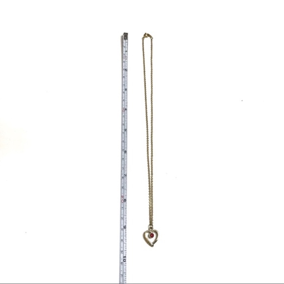 Adorable red crystal gold heart chain necklace - Picture 4 of 8